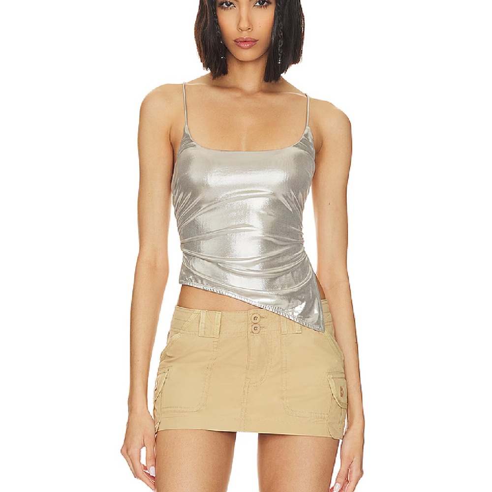 Revolve Superdown Silver Metallic Tank Top